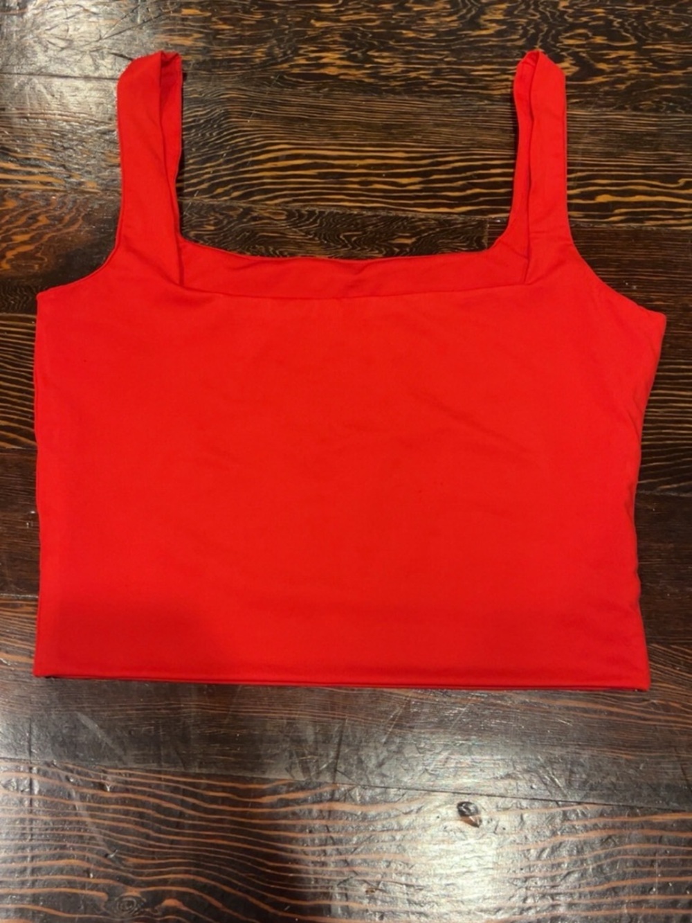 Red Square-Neck Crop Tank Top - Women